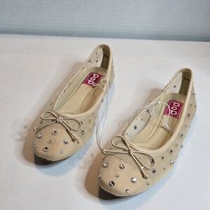 Pop Cardio Nude Ballet Flat Rhinestone Size 6.5
